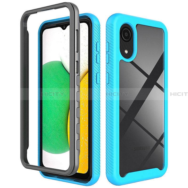 Coque Contour Silicone et Plastique Housse Etui Protection Integrale 360 Degres pour Samsung Galaxy A03 Core Bleu Ciel Plus