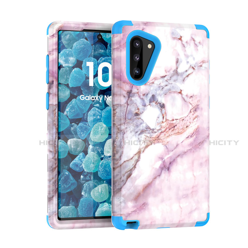 Coque Contour Silicone et Plastique Housse Etui Protection Integrale 360 Degres pour Samsung Galaxy Note 10 5G Bleu Plus