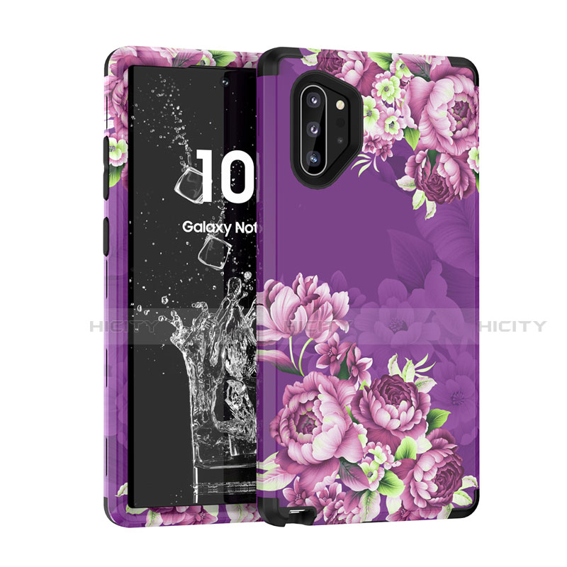 Coque Contour Silicone et Plastique Housse Etui Protection Integrale 360 Degres pour Samsung Galaxy Note 10 Plus 5G Violet Plus