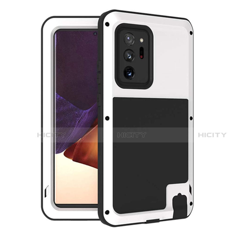 Coque Contour Silicone et Plastique Housse Etui Protection Integrale 360 Degres pour Samsung Galaxy Note 20 Ultra 5G Blanc Plus