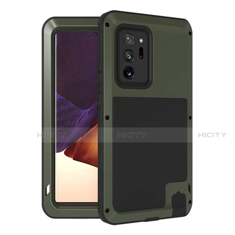 Coque Contour Silicone et Plastique Housse Etui Protection Integrale 360 Degres pour Samsung Galaxy Note 20 Ultra 5G Vert Armee Plus