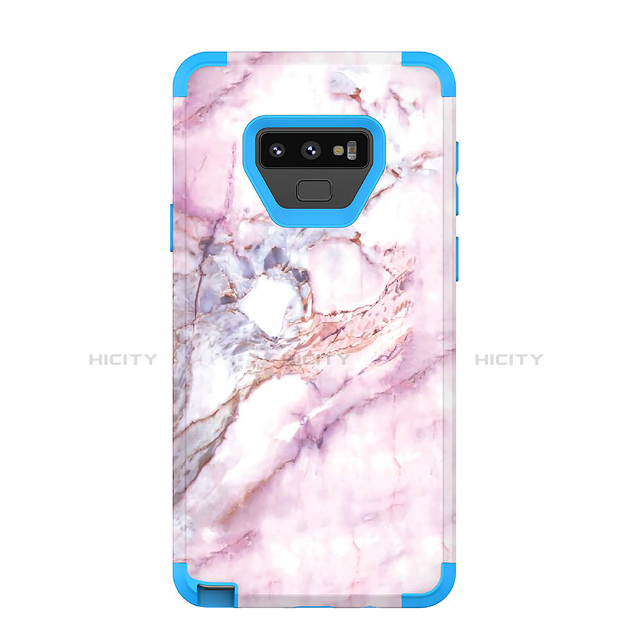 Coque Contour Silicone et Plastique Housse Etui Protection Integrale 360 Degres pour Samsung Galaxy Note 9 Bleu Plus