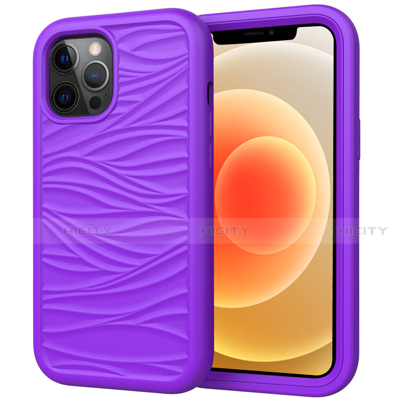 Coque Contour Silicone et Plastique Housse Etui Protection Integrale 360 Degres R01 pour Apple iPhone 12 Pro Max Violet Plus