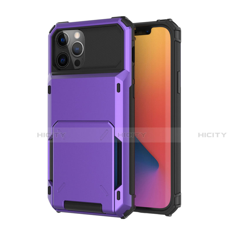 Coque Contour Silicone et Plastique Housse Etui Protection Integrale 360 Degres R03 pour Apple iPhone 12 Pro Max Violet Plus