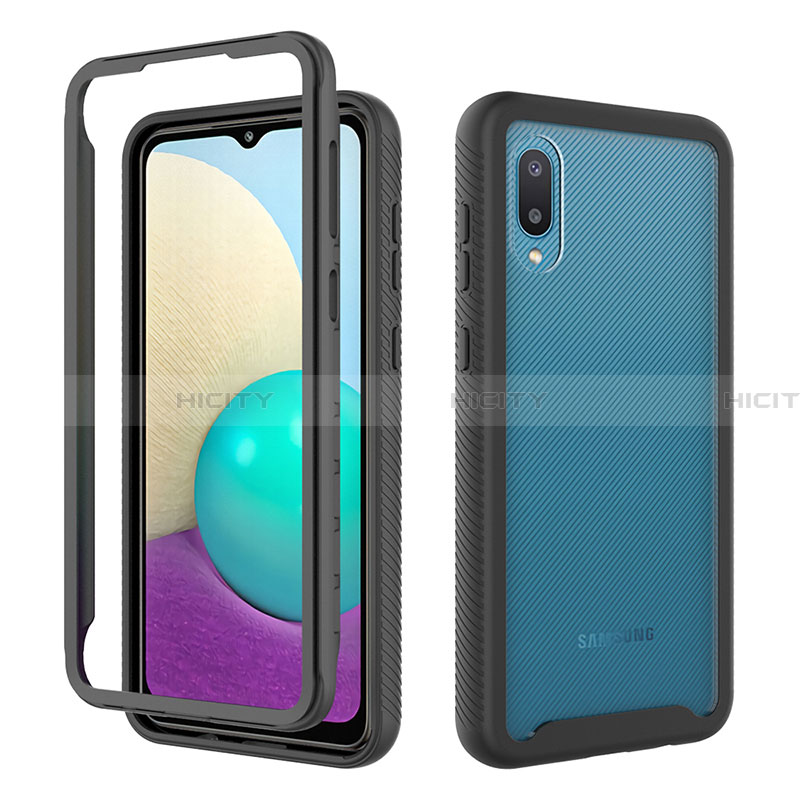 Coque Contour Silicone et Plastique Housse Etui Protection Integrale 360 Degres U01 pour Samsung Galaxy A02 Noir Plus