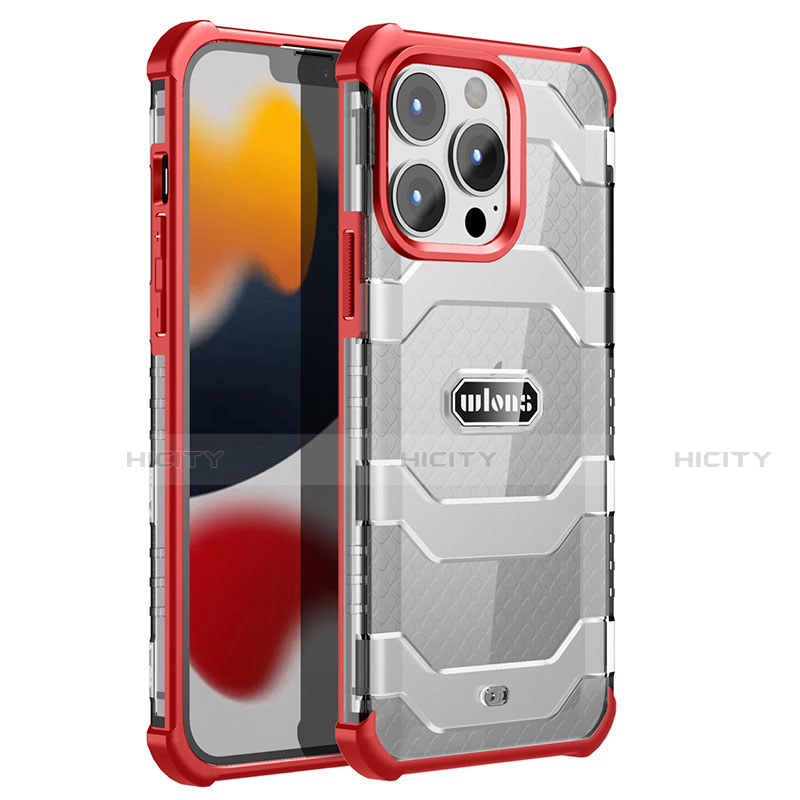 Coque Contour Silicone et Plastique Housse Etui Protection Integrale 360 Degres U02 pour Apple iPhone 13 Pro Rouge Plus