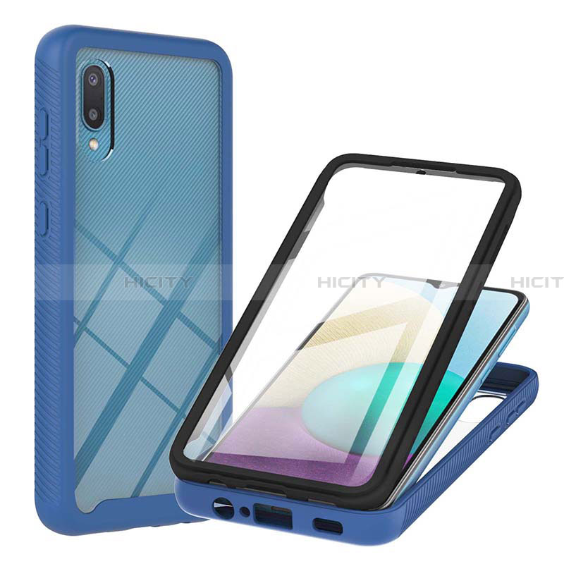 Coque Contour Silicone et Plastique Housse Etui Protection Integrale 360 Degres U02 pour Samsung Galaxy A02 Bleu Plus