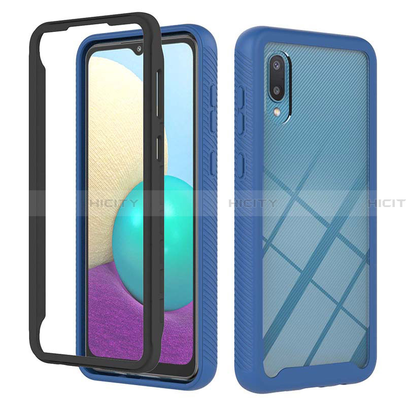 Coque Contour Silicone et Plastique Housse Etui Protection Integrale 360 Degres U03 pour Samsung Galaxy A02 Bleu Plus