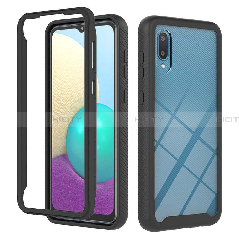 Coque Contour Silicone et Plastique Housse Etui Protection Integrale 360 Degres U03 pour Samsung Galaxy A02 Noir Plus