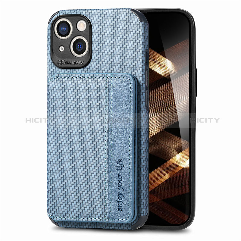 Coque Contour Silicone et Plastique Housse Etui Protection Integrale 360 Degres U05 pour Apple iPhone 15 Bleu Plus