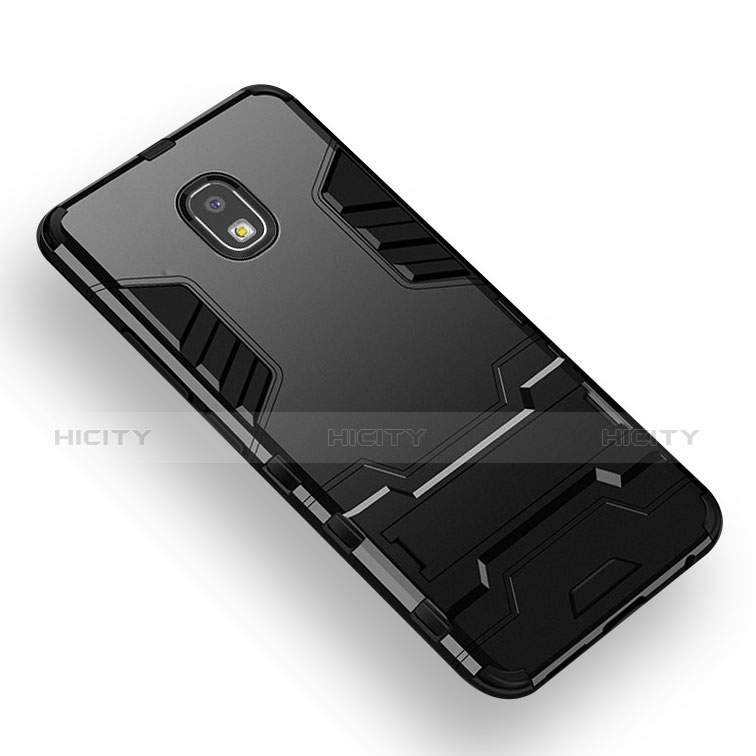 Coque Contour Silicone et Plastique Mat avec Support Bague Anneau A01 pour Samsung Galaxy Amp Prime 3 Noir Plus