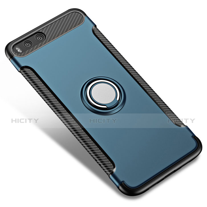 Coque Contour Silicone et Plastique Mat avec Support Bague Anneau pour Xiaomi Mi 6 Bleu Plus