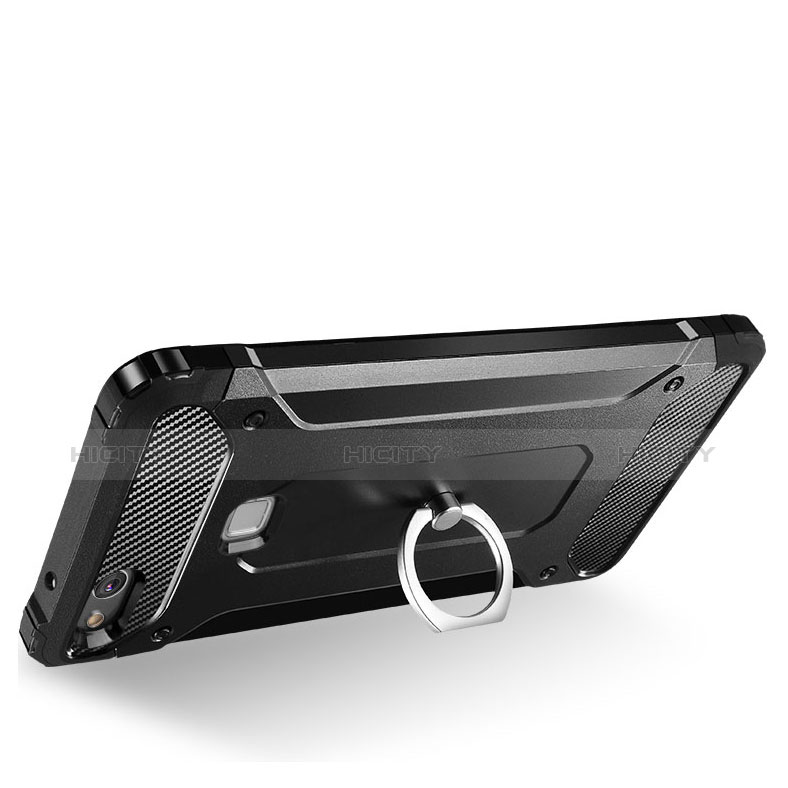 Coque Contour Silicone et Plastique Mat avec Support pour Huawei Honor 8 Lite Noir Plus