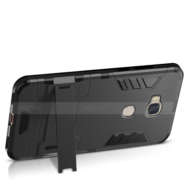 Coque Contour Silicone et Plastique Mat avec Support pour Huawei Honor X5 Noir Plus