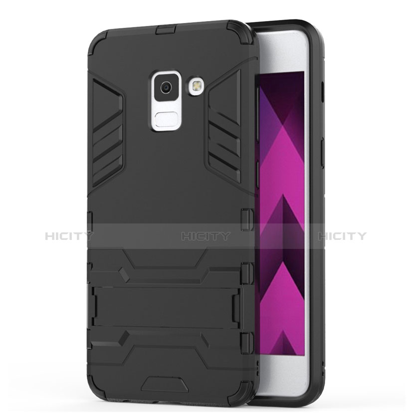 Coque Contour Silicone et Plastique Mat avec Support pour Samsung Galaxy A5 (2018) A530F Noir Plus