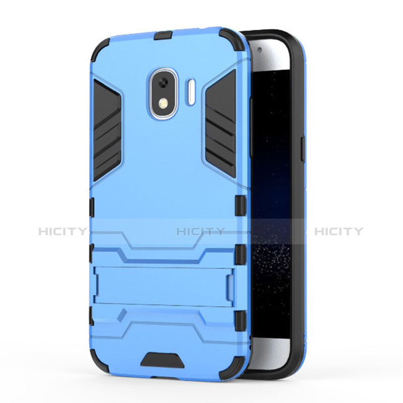 Coque Contour Silicone et Plastique Mat avec Support pour Samsung Galaxy Grand Prime Pro (2018) Bleu Plus