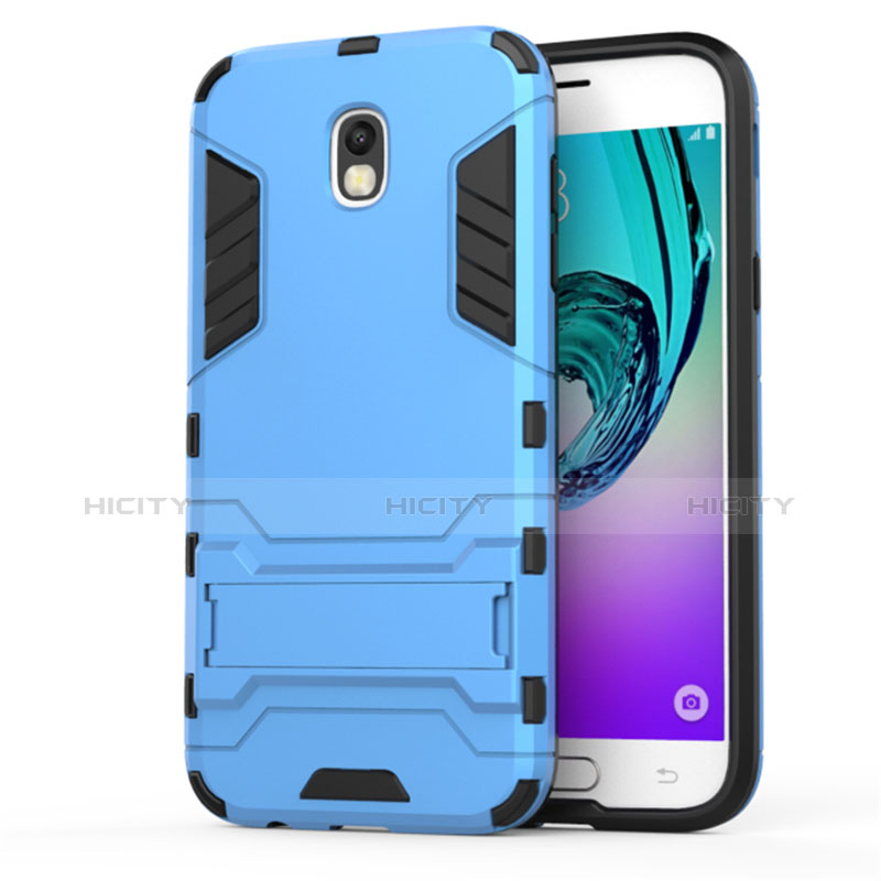 Coque Contour Silicone et Plastique Mat avec Support pour Samsung Galaxy J5 (2017) Duos J530F Bleu Plus