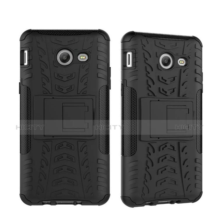 Coque Contour Silicone et Plastique Mat avec Support pour Samsung Galaxy J5 (2017) Version Americaine Noir Plus