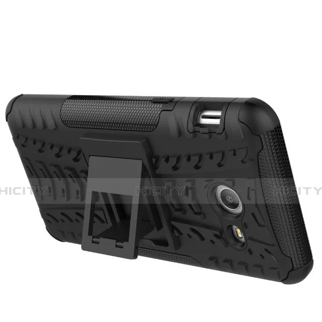 Coque Contour Silicone et Plastique Mat avec Support pour Samsung Galaxy J5 (2017) Version Americaine Noir Plus