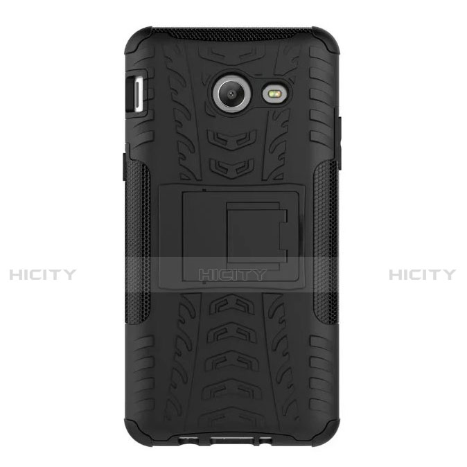 Coque Contour Silicone et Plastique Mat avec Support pour Samsung Galaxy J5 (2017) Version Americaine Noir Plus