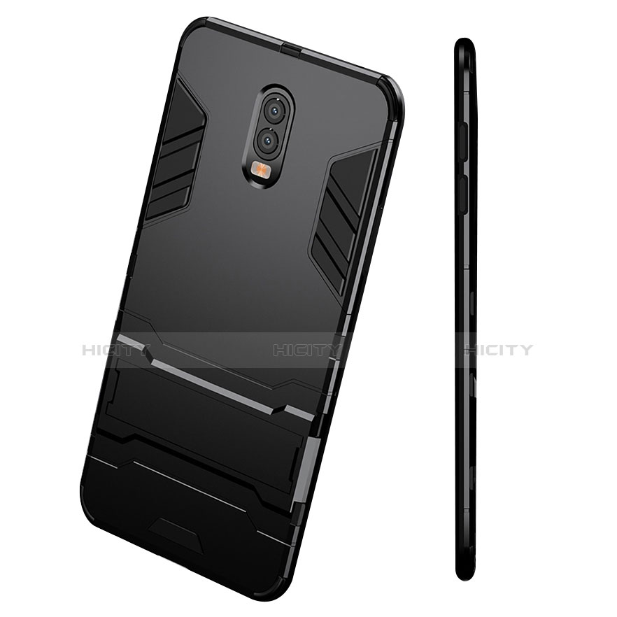 Coque Contour Silicone et Plastique Mat avec Support pour Samsung Galaxy J7 Plus Noir Plus