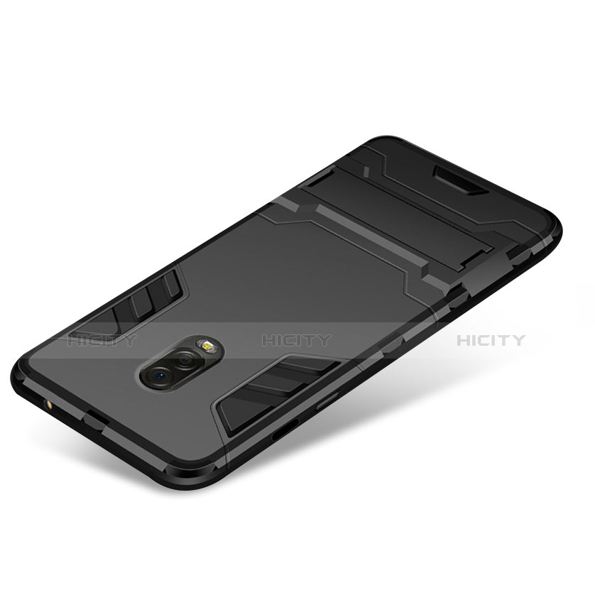 Coque Contour Silicone et Plastique Mat avec Support pour Samsung Galaxy J7 Plus Noir Plus