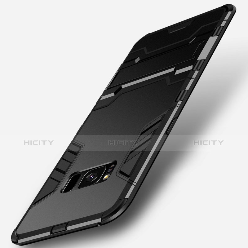 Coque Contour Silicone et Plastique Mat avec Support pour Samsung Galaxy S8 Noir Plus