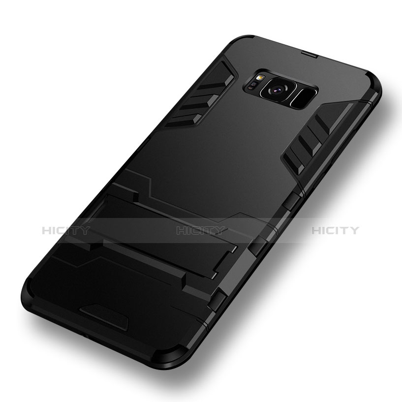 Coque Contour Silicone et Plastique Mat avec Support pour Samsung Galaxy S8 Noir Plus