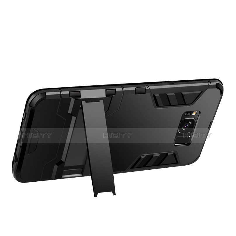 Coque Contour Silicone et Plastique Mat avec Support pour Samsung Galaxy S8 Noir Plus