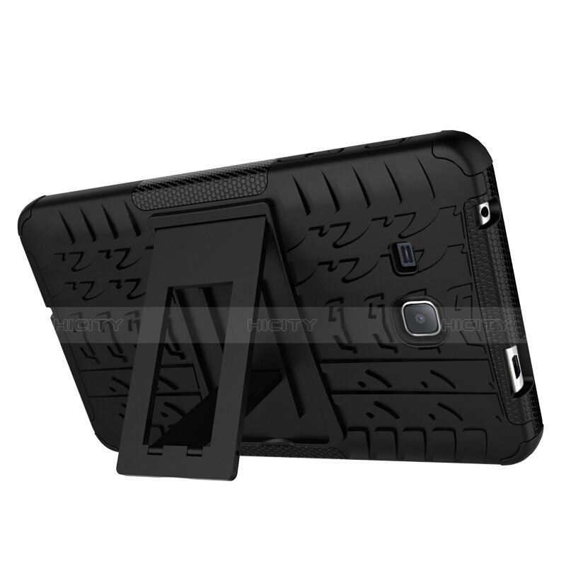 Coque Contour Silicone et Plastique Mat avec Support pour Samsung Galaxy Tab A6 7.0 SM-T280 SM-T285 Noir Plus