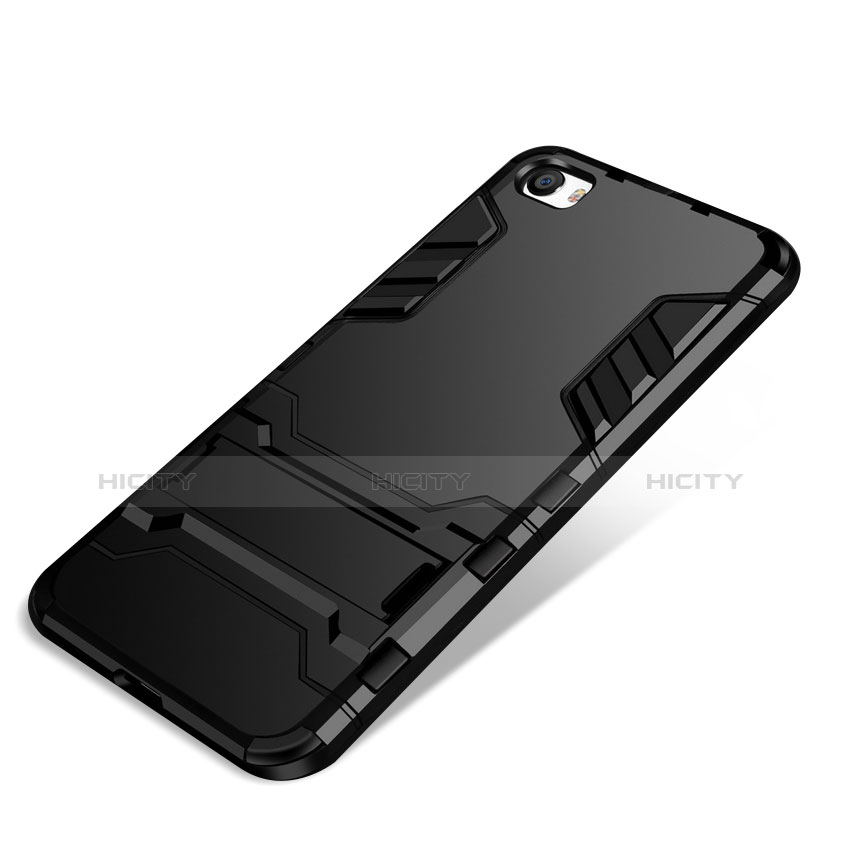 Coque Contour Silicone et Plastique Mat avec Support pour Xiaomi Mi 5 Noir Plus