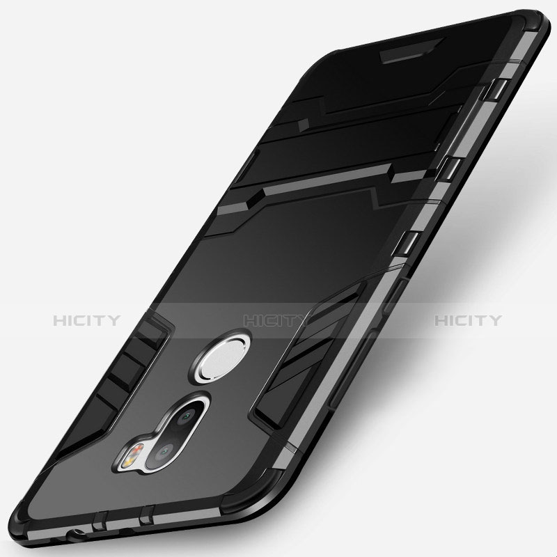 Coque Contour Silicone et Plastique Mat avec Support pour Xiaomi Mi 5S Plus Noir Plus