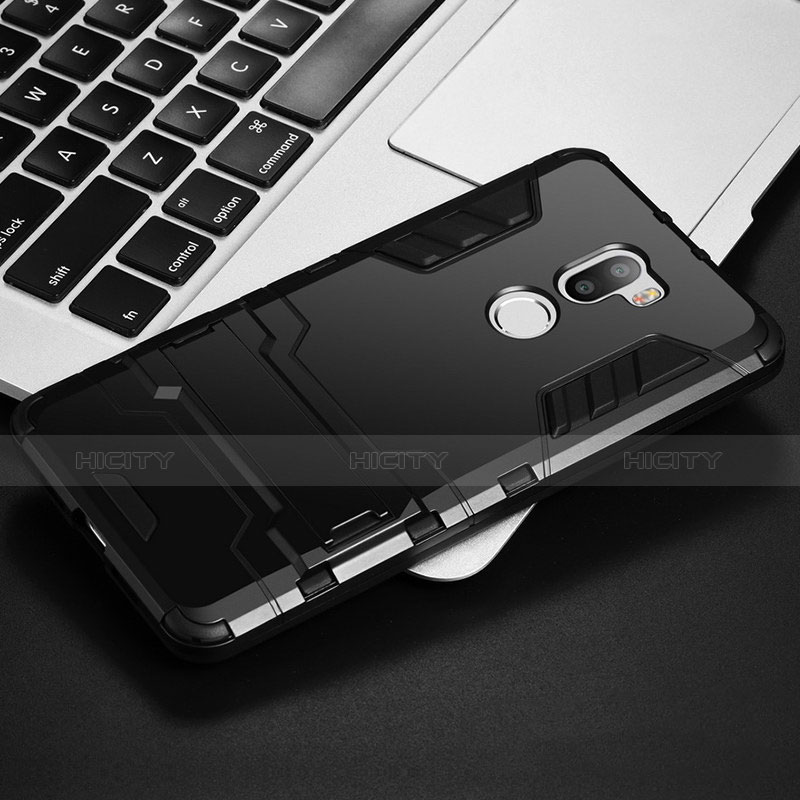 Coque Contour Silicone et Plastique Mat avec Support pour Xiaomi Mi 5S Plus Noir Plus