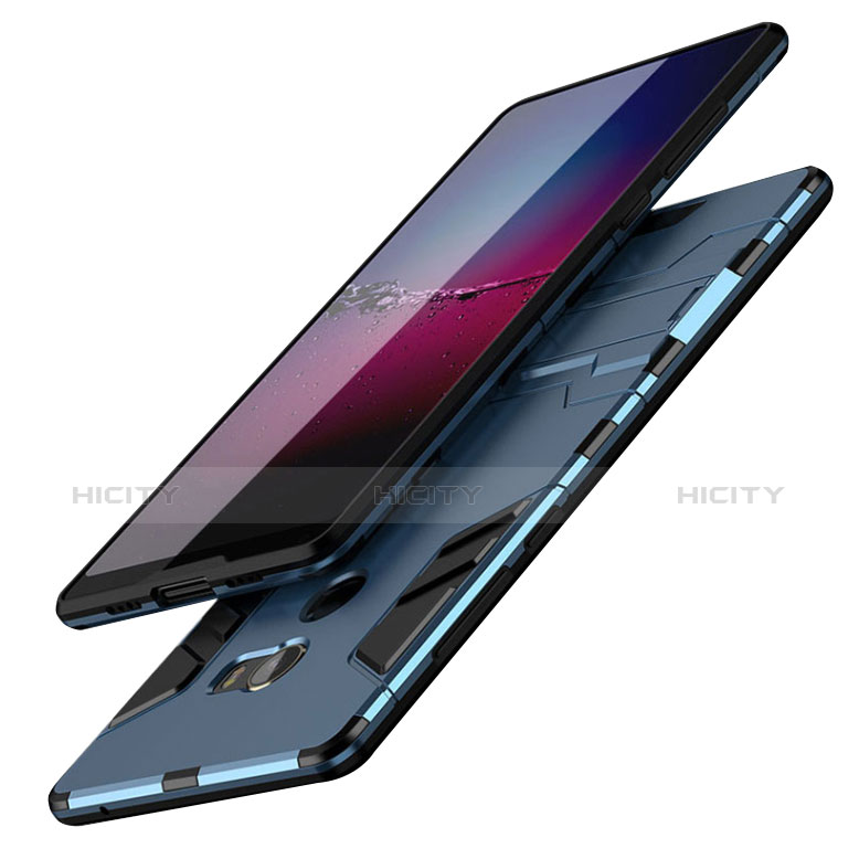 Coque Contour Silicone et Plastique Mat avec Support pour Xiaomi Mi Mix Evo Bleu Plus