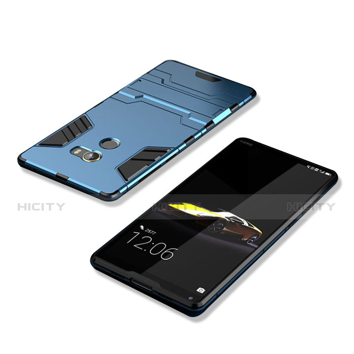 Coque Contour Silicone et Plastique Mat avec Support pour Xiaomi Mi Mix Evo Bleu Plus