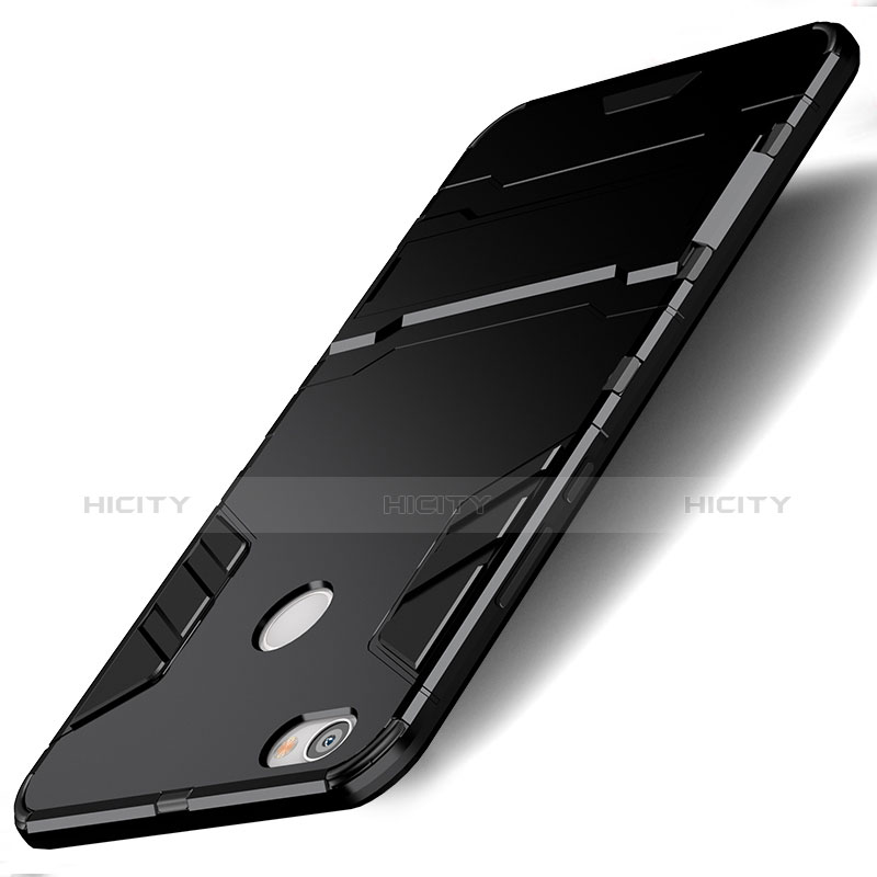 Coque Contour Silicone et Plastique Mat avec Support pour Xiaomi Redmi Note 5A High Edition Noir Plus