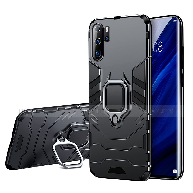 Coque Contour Silicone et Plastique Mat avec Support W01 pour Huawei P30 Pro New Edition Noir Plus