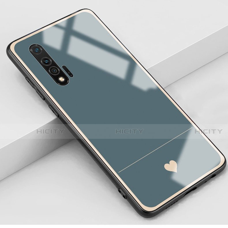 Coque Contour Silicone et Vitre Amour Coeur Miroir Etui Housse pour Huawei Nova 6 5G Gris Plus