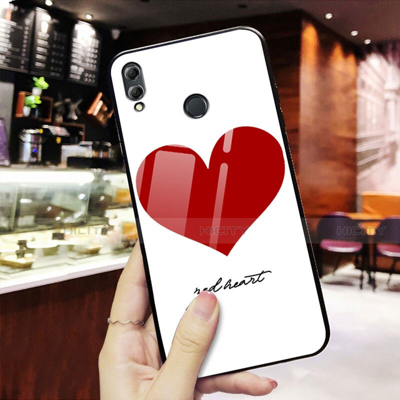 Coque Contour Silicone et Vitre Amour Coeur Miroir S02 pour Huawei Honor View 10 Lite Rouge Plus