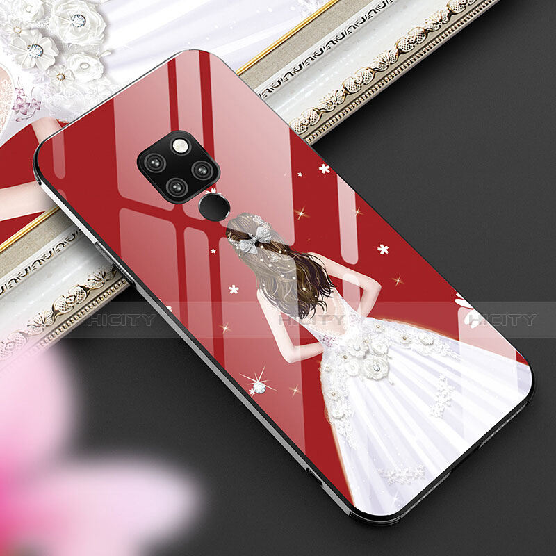 Coque Contour Silicone et Vitre Dos de Fille Miroir Etui Housse K01 pour Huawei Mate 20 Rouge Plus