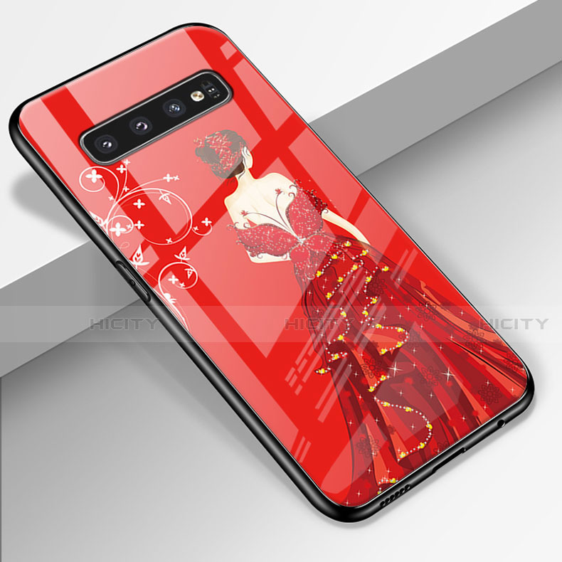 Coque Contour Silicone et Vitre Dos de Fille Miroir Etui Housse K01 pour Samsung Galaxy S10 5G Rouge Plus