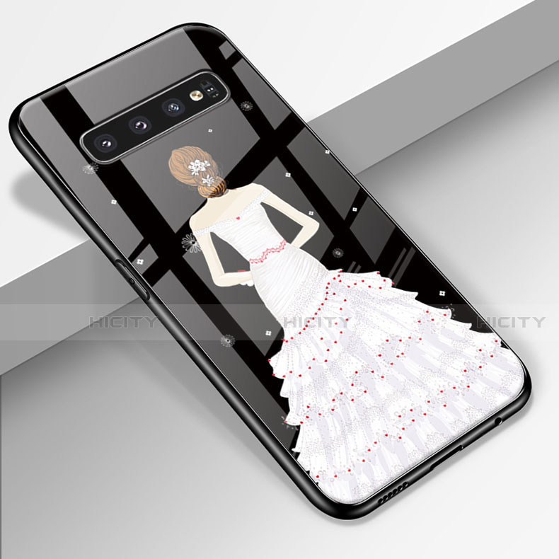 Coque Contour Silicone et Vitre Dos de Fille Miroir Etui Housse K01 pour Samsung Galaxy S10 Plus