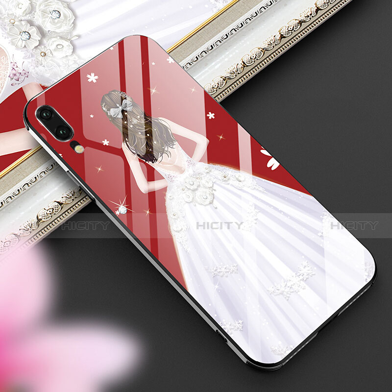 Coque Contour Silicone et Vitre Dos de Fille Miroir Etui Housse K02 pour Huawei P20 Blanc Plus