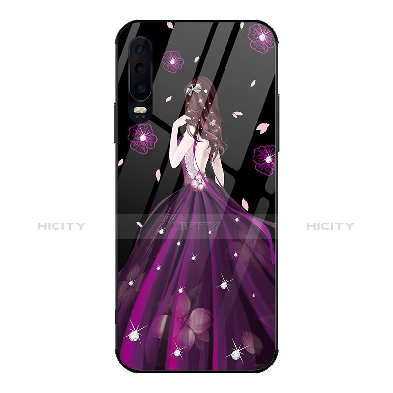 Coque Contour Silicone et Vitre Dos de Fille Miroir Etui Housse pour Huawei P30 Violet Plus