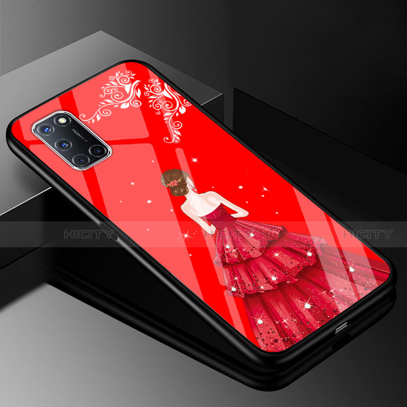 Coque Contour Silicone et Vitre Dos de Fille Miroir Etui Housse pour Oppo A72 Rouge Plus