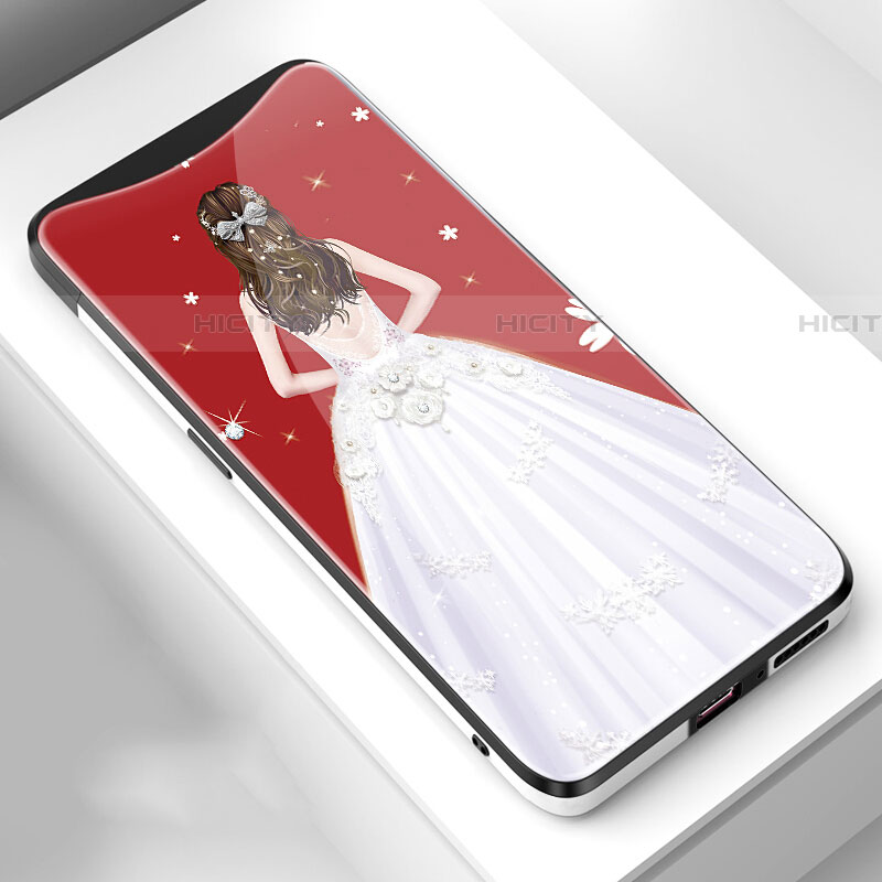 Coque Contour Silicone et Vitre Dos de Fille Miroir Etui Housse pour Oppo Find X Super Flash Edition Blanc Plus