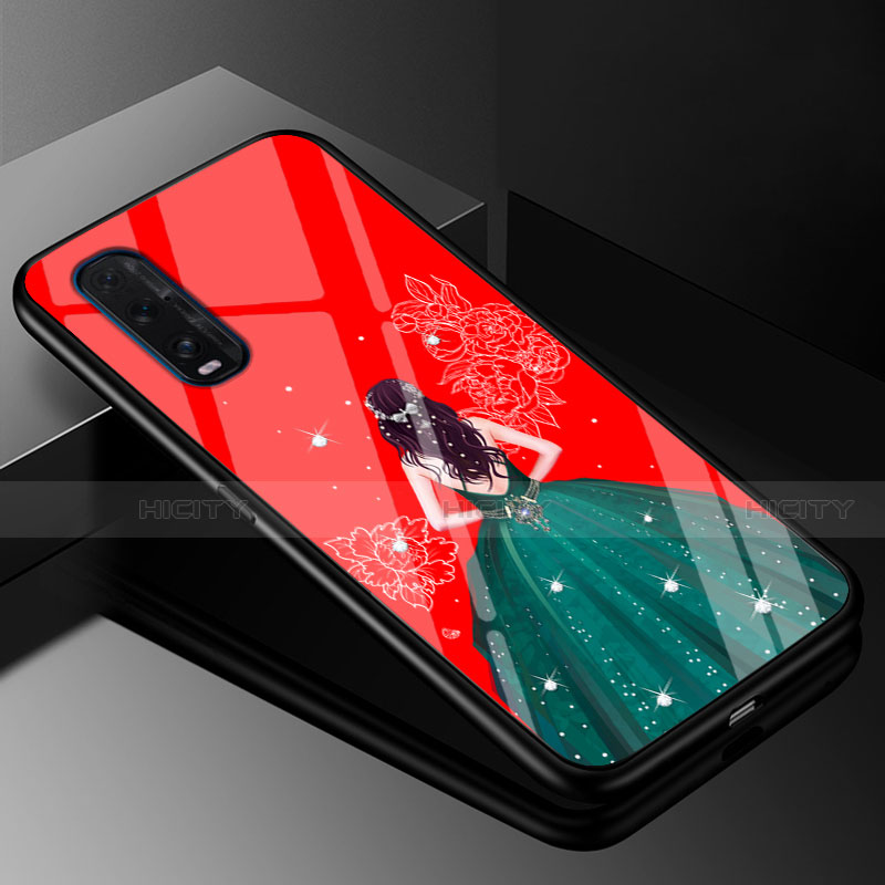 Coque Contour Silicone et Vitre Dos de Fille Miroir Etui Housse pour Oppo Find X2 Mixte Plus