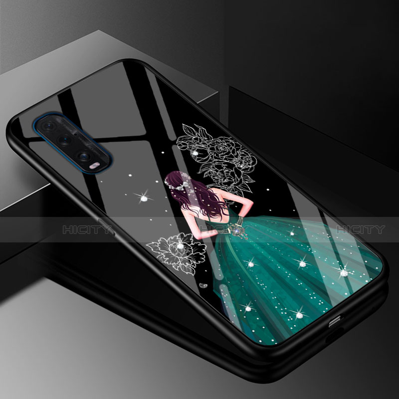 Coque Contour Silicone et Vitre Dos de Fille Miroir Etui Housse pour Oppo Find X2 Plus