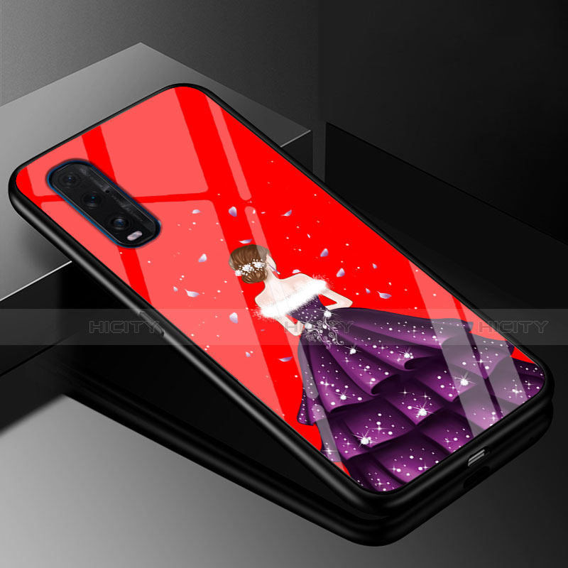 Coque Contour Silicone et Vitre Dos de Fille Miroir Etui Housse pour Oppo Find X2 Violet Plus