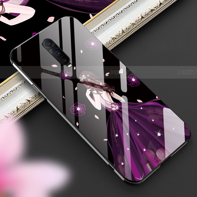 Coque Contour Silicone et Vitre Dos de Fille Miroir Etui Housse pour Oppo RX17 Pro Violet Plus